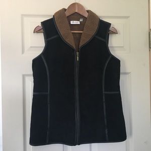 d. & co. Denim company black sided leather vest S